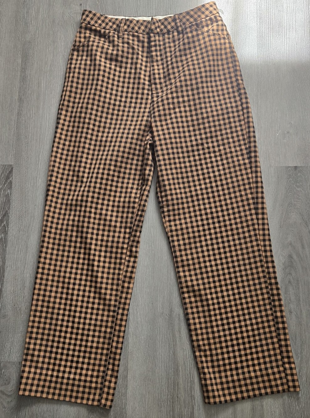 Womens Brown and Black Gingham Pants